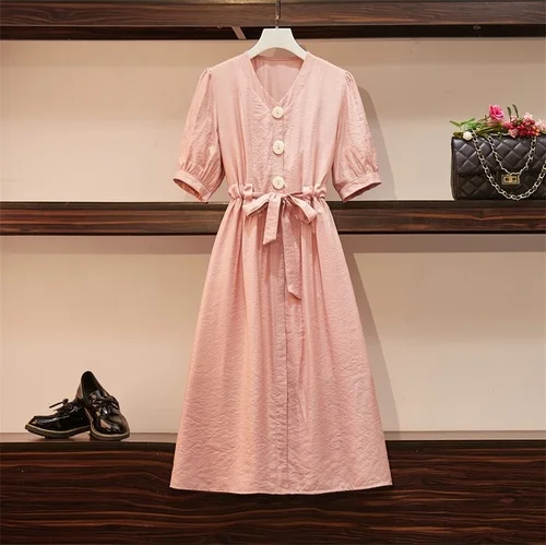 Модное платье с бантом в Корейском стиле летние однобортные женские
