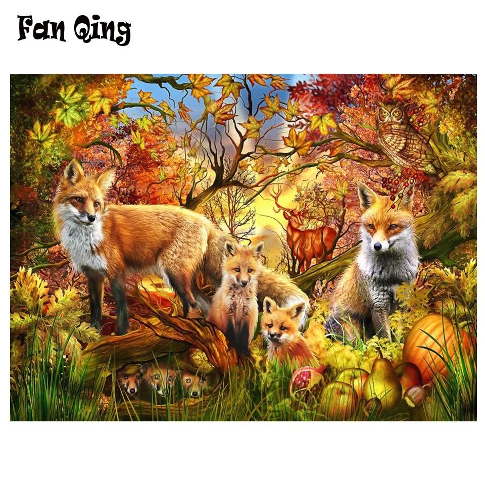 Алмазная живопись лиса семья в лесу вышивка крестиком домашний декор алмазная