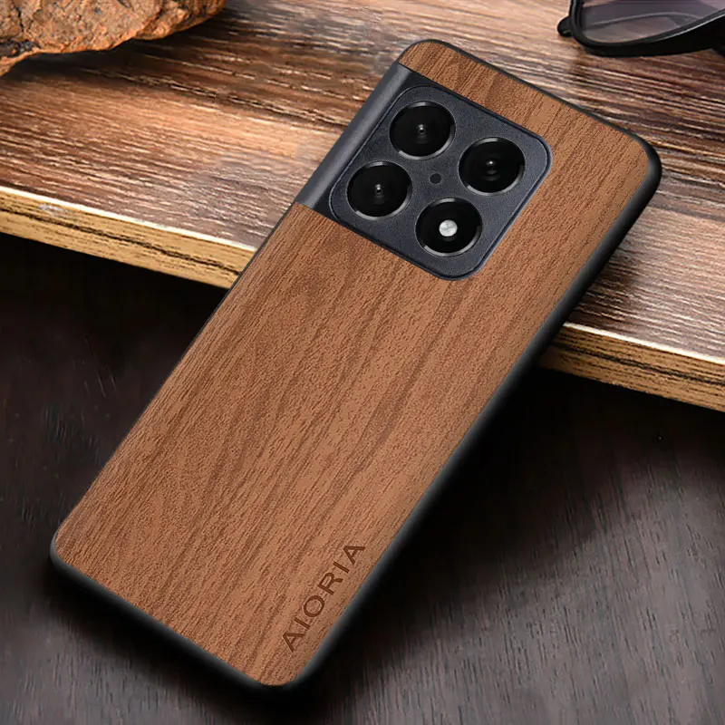 Case for OnePlus 10 Pro 10T 5G coque simple unique design lightweight wood pattern pu leather protective back cover funda
