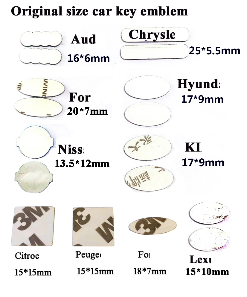 

18X7mm 20X7mm 24X10mm 26.5X11mm Oval Car Key logo sticker car emblem sticker metal FOB car key emblem