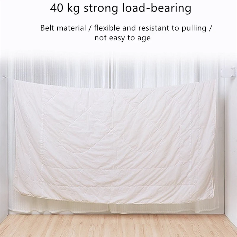 

Retractable Clothesline Dryer with Adjustable Rope String, Drill Free & Wall Mounted Method, 13.8 Feets,White