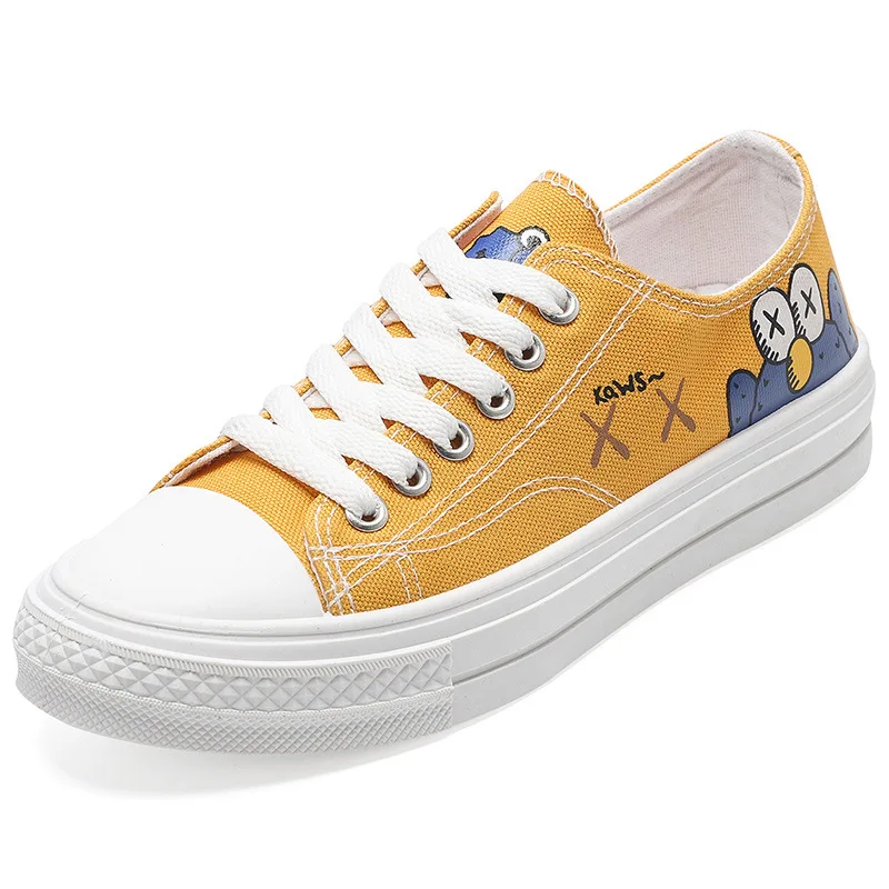 

Canvas Shoes Female 2019 Spring Autumn New Wild Cartoon Shoes Graffiti Students Breathable Casual Shoes Women Sneakers XC06