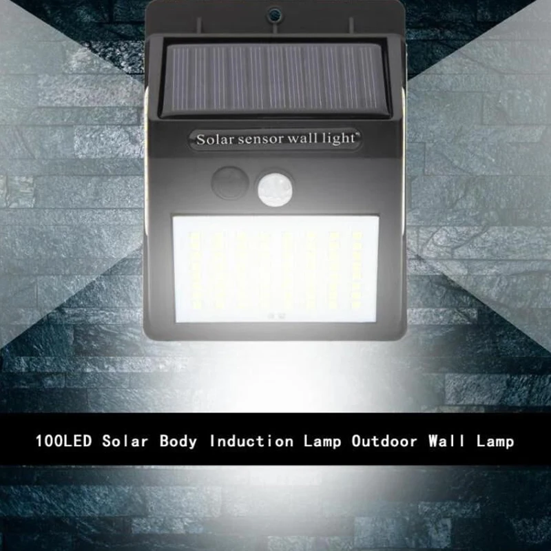 

100LED Solar Light Sunlight Control PIR Motion Sensor Wall Lamp Waterproof Solar Garden Light for Street Yard Path Decoration