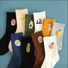 2 пары, женские хлопковые носки, повседневные милые фрукты, авокадо, персик, мультики, Sox Harajuku, Модные дышащие носки