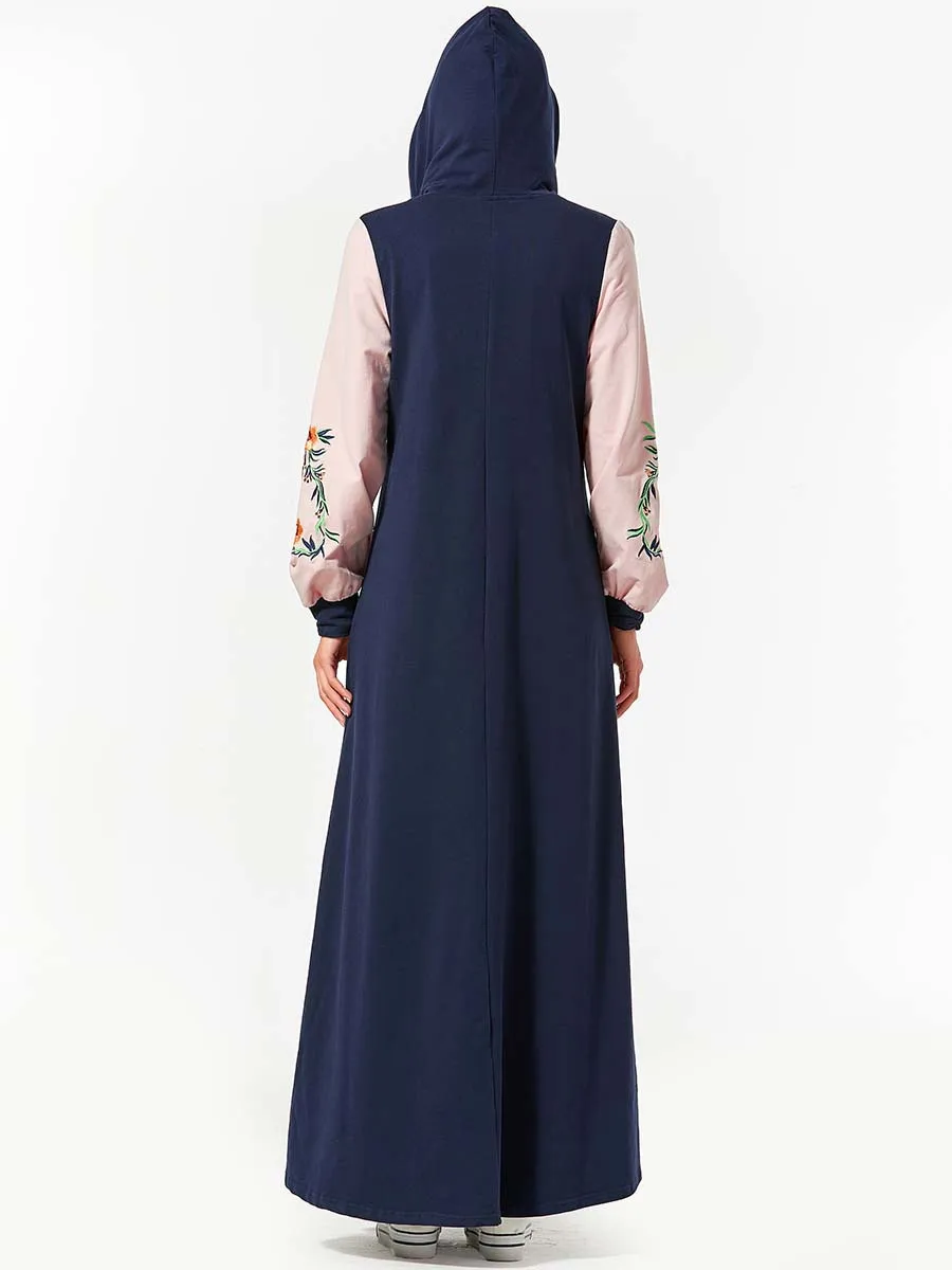 Женское длинное платье с вышивкой и капюшоном | Женская одежда