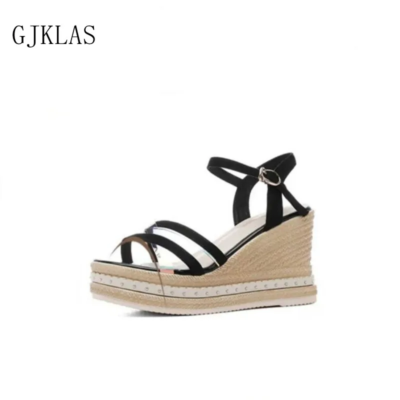 

High Heels Platform Wedge 9cm New Wedding Ladies Shoes and Sandals Summer Ladies Wedge Heels Woman Chunky Sandals High Heel Shoe