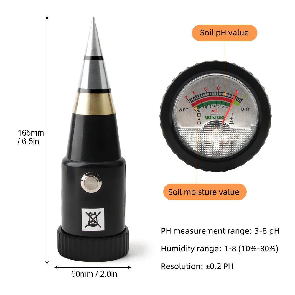 

KKmoon 2 in 1 Soil PH and Moisture Meter Pointer Soil PH Tester Soil Moisture Gauge w/ Waterproof Gasket Soil Tester for Garden