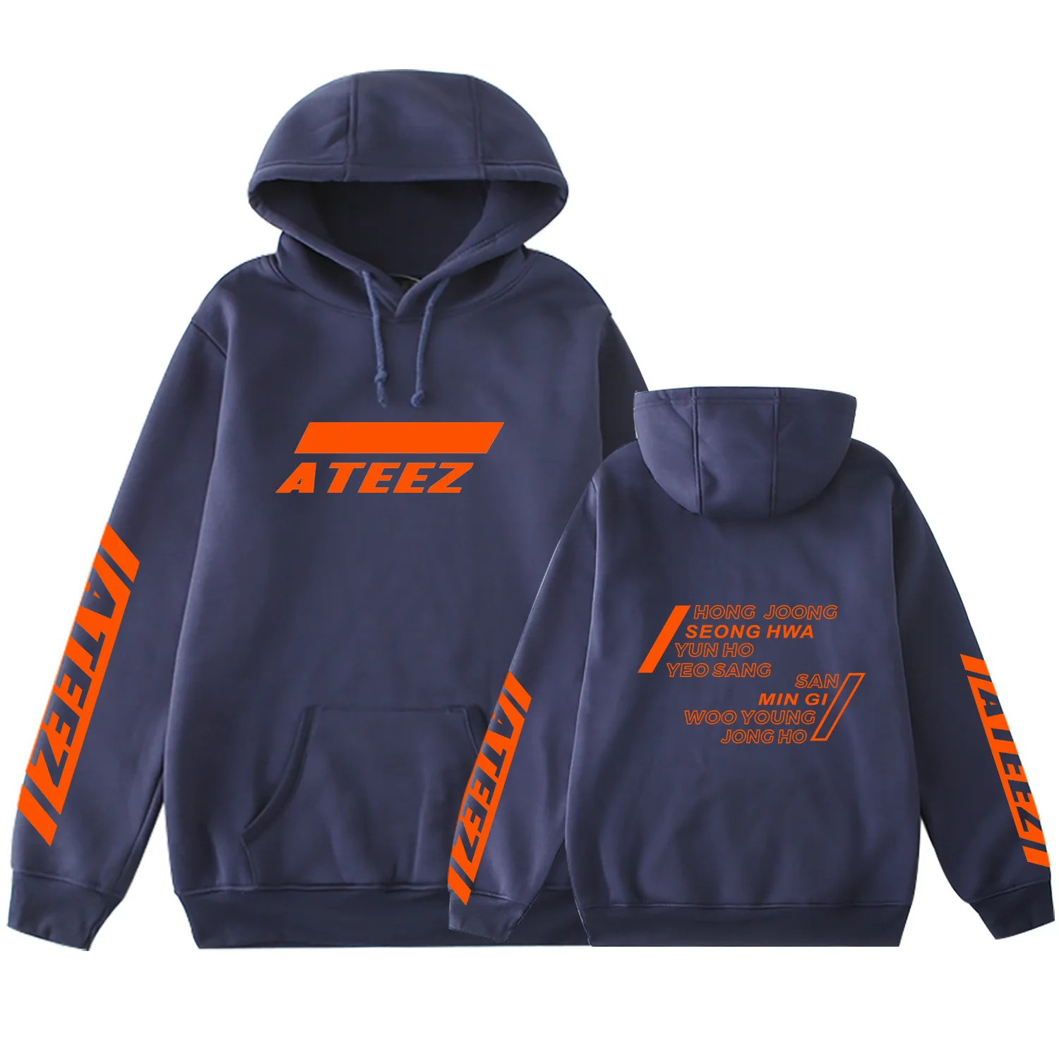 Ateez Kpop альбом толстовка с карманом Crewneck флисовая теплая Kawaii Haajuku Зимние толстовки с длинными рукавами