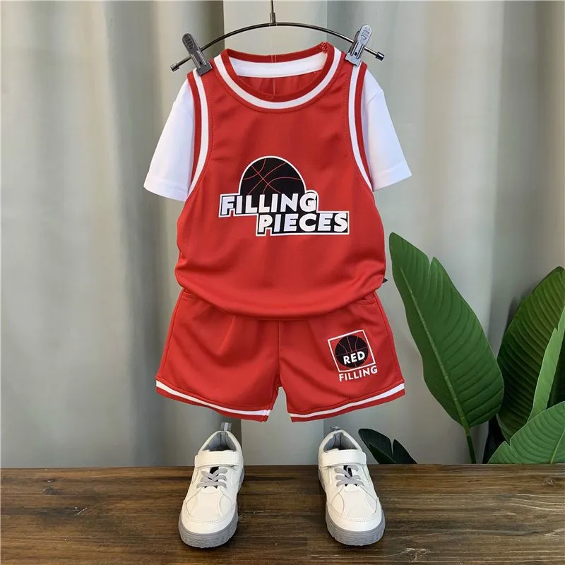 

Children's Sports Suit Short-sleeved Top + Shorts 2-piece Suit Fashion Casual Toddler Suit Boy 2021 New Summer Children's Suit
