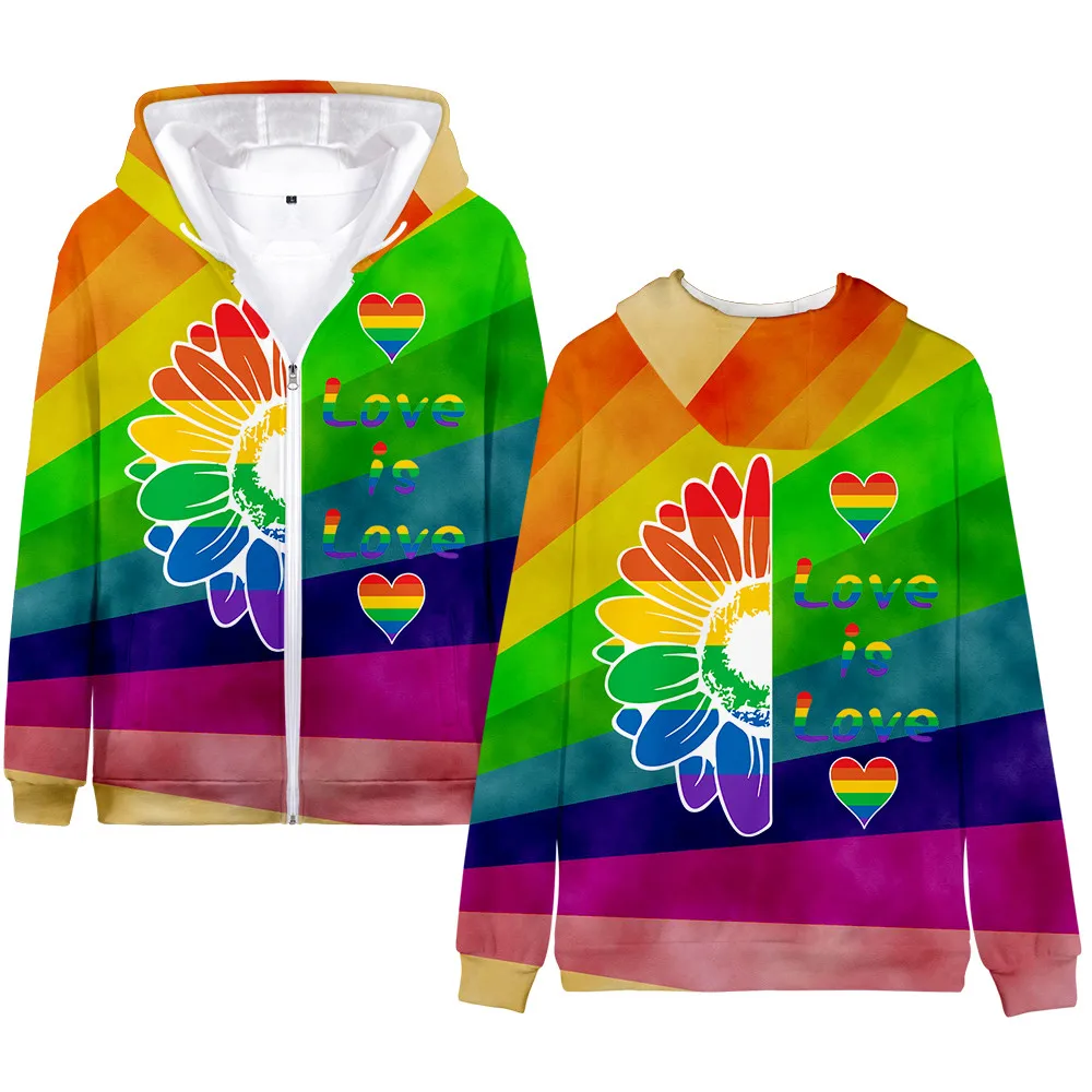 Pride LGBT Zipper Hoodies Flag Design Sweatshirt Men/women Oversized High Quality Hoodie Rainbow 3D Printed Jacket Coat | Мужская одежда