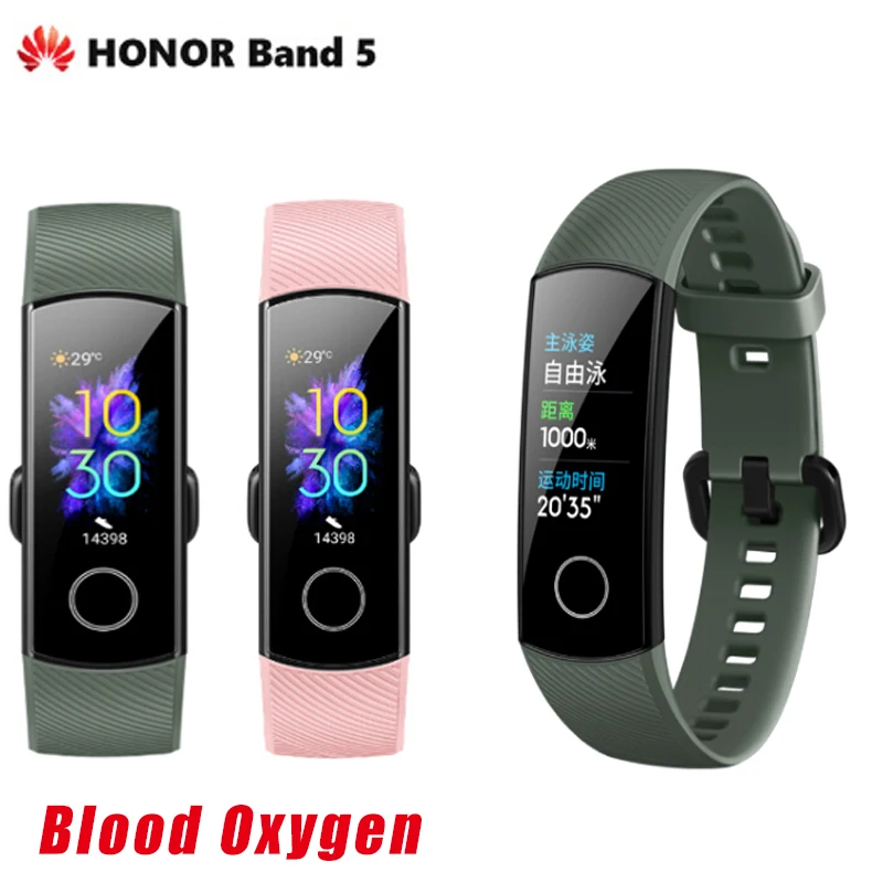 Huawei Honor Band 5, умный браслет, браслет, часы, Amoled, сенсорный экран, спортивный, для плавания, пульса, крови, кислорода, сна, трекер