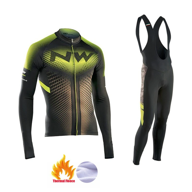 Северная волна Велоспорт Джерси 2018 Pro зимняя шерсть Команда с длинным рукавом