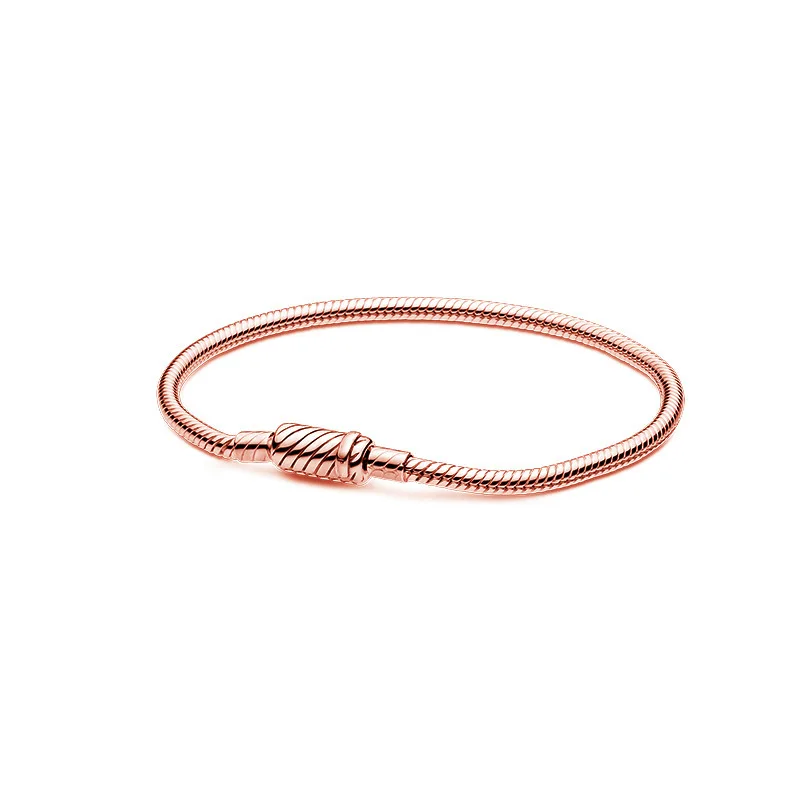 

925 Sterling Silver Bracelets Pan Moments T-bar Snake Chain Bracelet for Women Fit Charms Beads DIY Bangles Fine Jewelry Gift