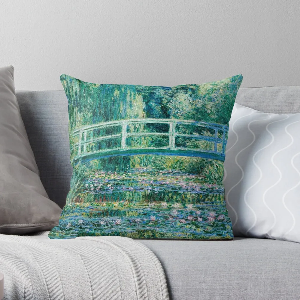 

1899-Claude Monet-Water Lilies and Japanese Bridge Throw Pillow Pillow Case Polyester Home Decoras Throw Pillow Case kussensloop