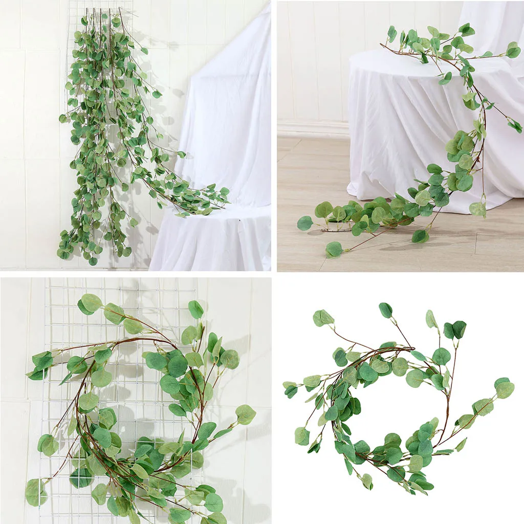 5.6ft Artificial Silver Dollar Eucalyptus Leaves Garland Faux Silk Greenery Vine | Дом и сад