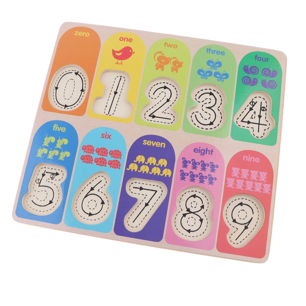 

Chunky Wooden Number Block Shapes Color Puzzle Educational Math Learning Toy
