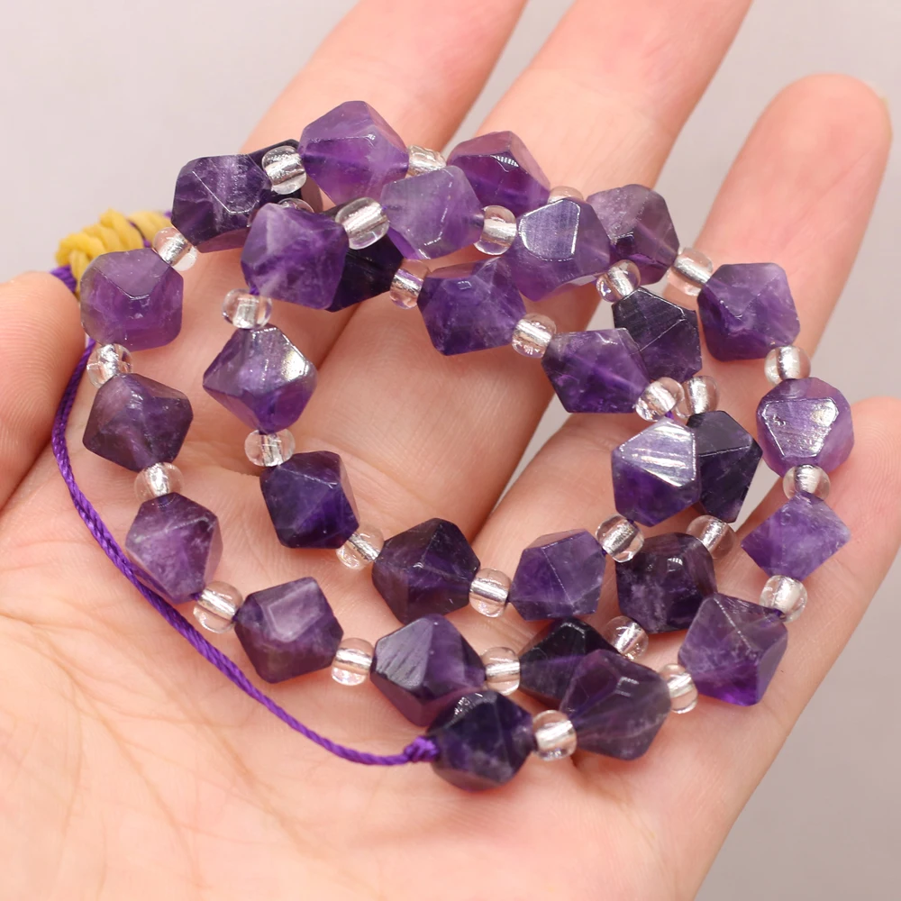 

Natural Stone Amethyst Rhombus Bracelet Beaded Gemstone Loose Spacer Beads For Jewelry Making DIY Bracelet Gift 2021 NEW