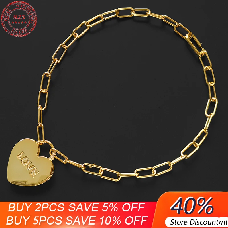 

S925 Sterling Silver Heart Necklace Love Heart Lock Ring Interlocking Clavicle Chain Female Fashion Luxury Monaco Jewelry