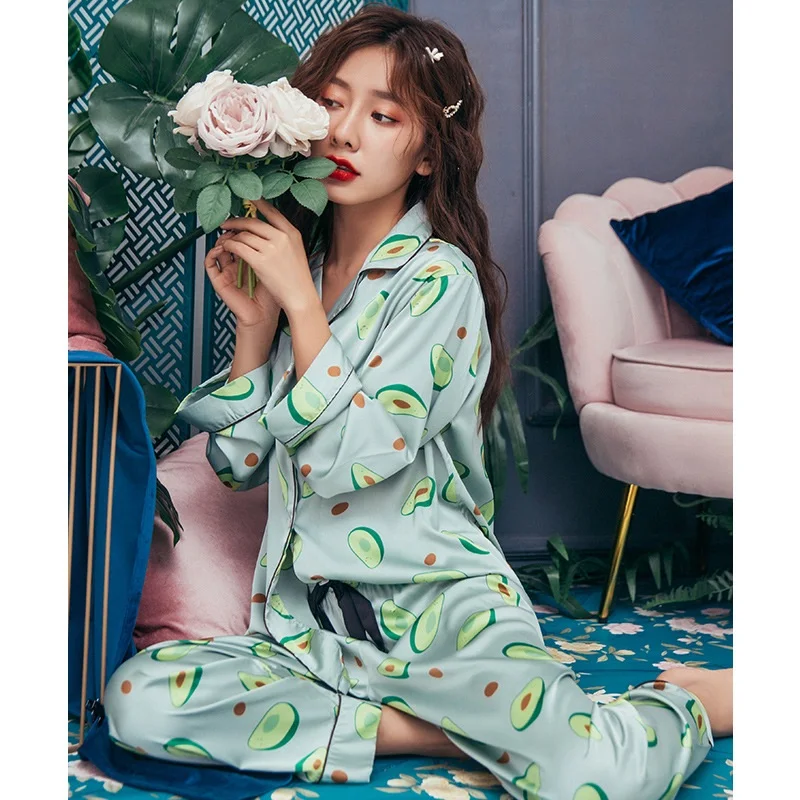 Осенняя женская пижама Smmoloa с длинным рукавом из натурального шелка | Женская