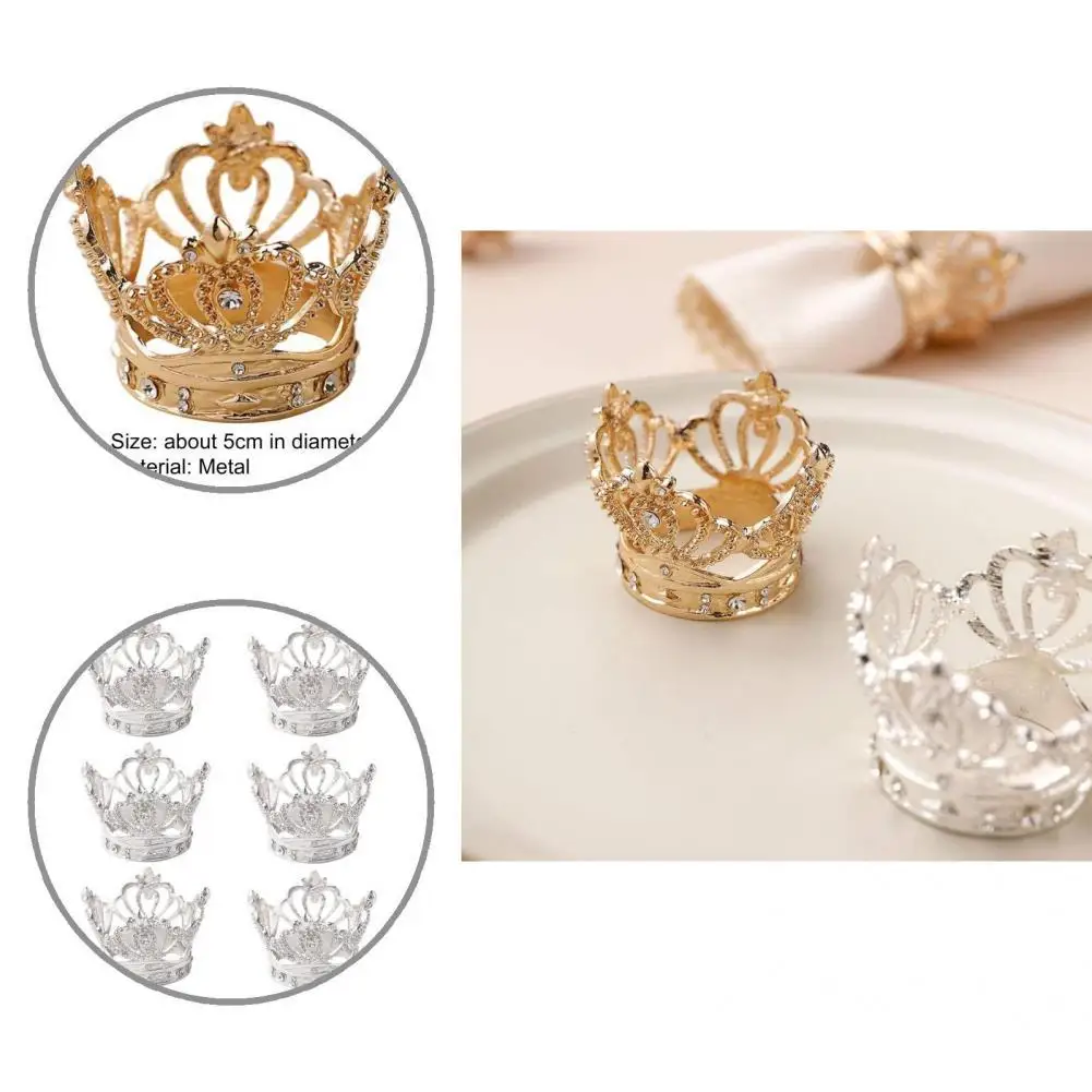 

2 Colors 6Pcs Helpful Long Lifespan Napkin Ring Metal Napkin Holder Unique for Restaurant