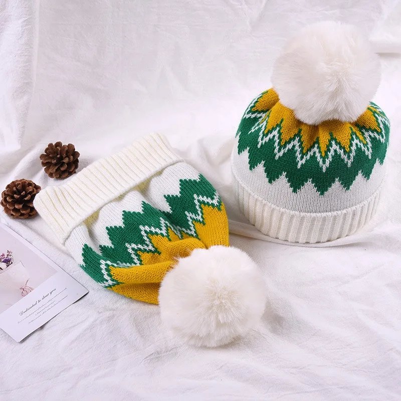 Шапка для родителей и детей зимняя теплая мягкая вязаная шапка мамы ребенка