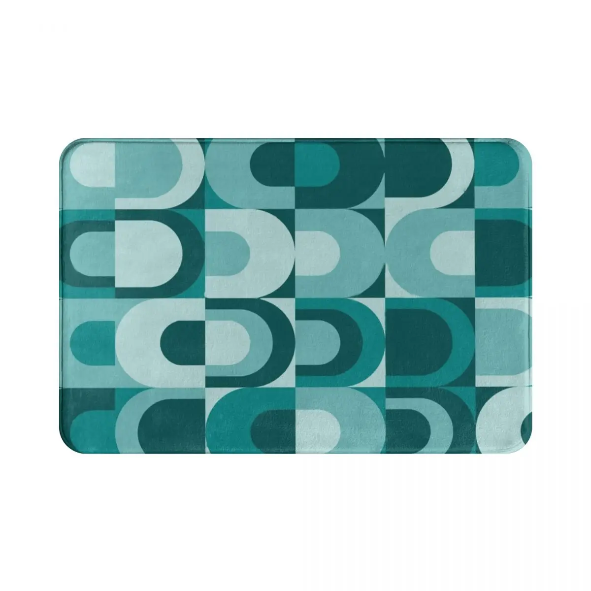 

70s Blue Cyan Pattern Retro Polyester Doormat Rug carpet Mat Footpad Non-slip durableEntrance Kitchen Bedroom balcony Cartoon