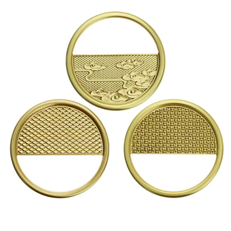 

Chinese Style Round Brass Cabinet Handles Vintage Wardrobe Knob Textured Drawer Pulls Furniture Door Accessory