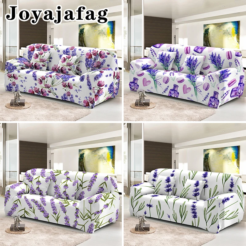 

Beautiful Lavender Elastic Sofa Covers Washable Flowers Couch Cover For Living Room All-cover L Shape Slipcovers Drop Ship