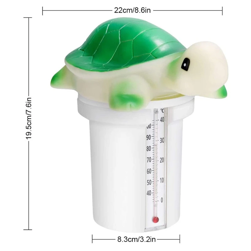 

Tortoise Swimming Pool Floating Chemical Chlorine Dispenser with Automatic Thermometer Cleaning Accessories for Hot Tub