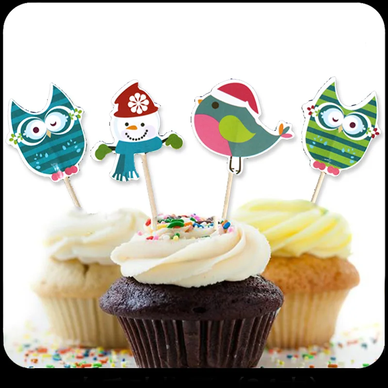 12 шт. Животные Сова Снеговик птица Король Лев Зебра слон жираф кекс Топпер для