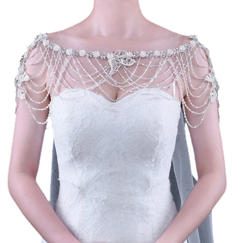 

2021 New Pearl Body Statement Necklace Crystal Beading Chain Bib Collar Shoulder Shawl