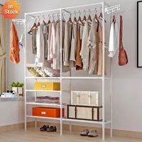 Open Portable Simple Wardrobe Easy Assembed Clothes Hanger Bedroom Sheets Boxes Bedclothes Storage Cabinet Home Clothing Closet