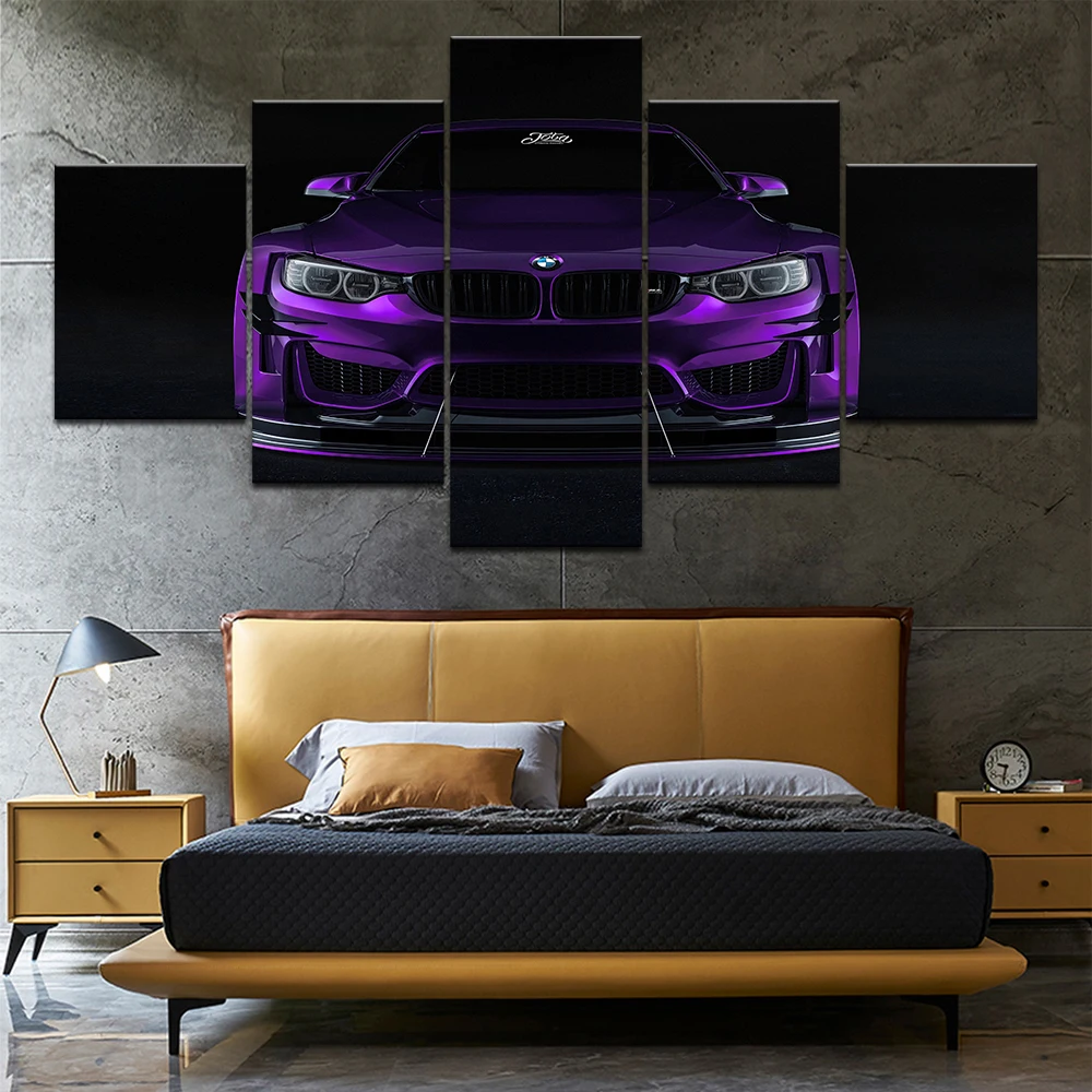 

Canvas Wall Art HD Printed Painting Frame Modern Pictures 5 Pieces M4 Black Sport Car Poster Home Decor For Living Room