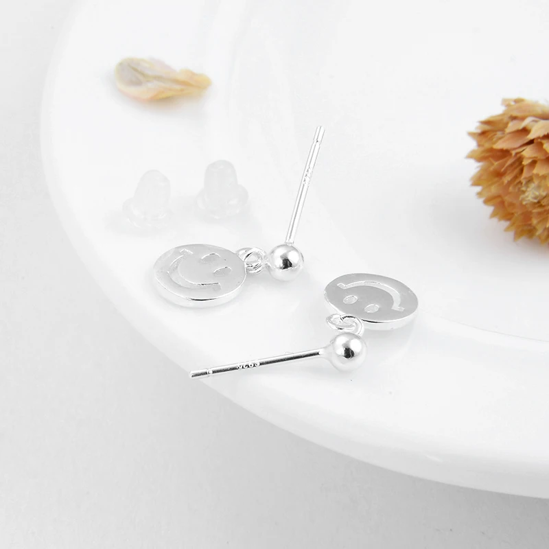 Женские серьги-подвески со смайликом вечерние серебра 100% пробы | Украшения и