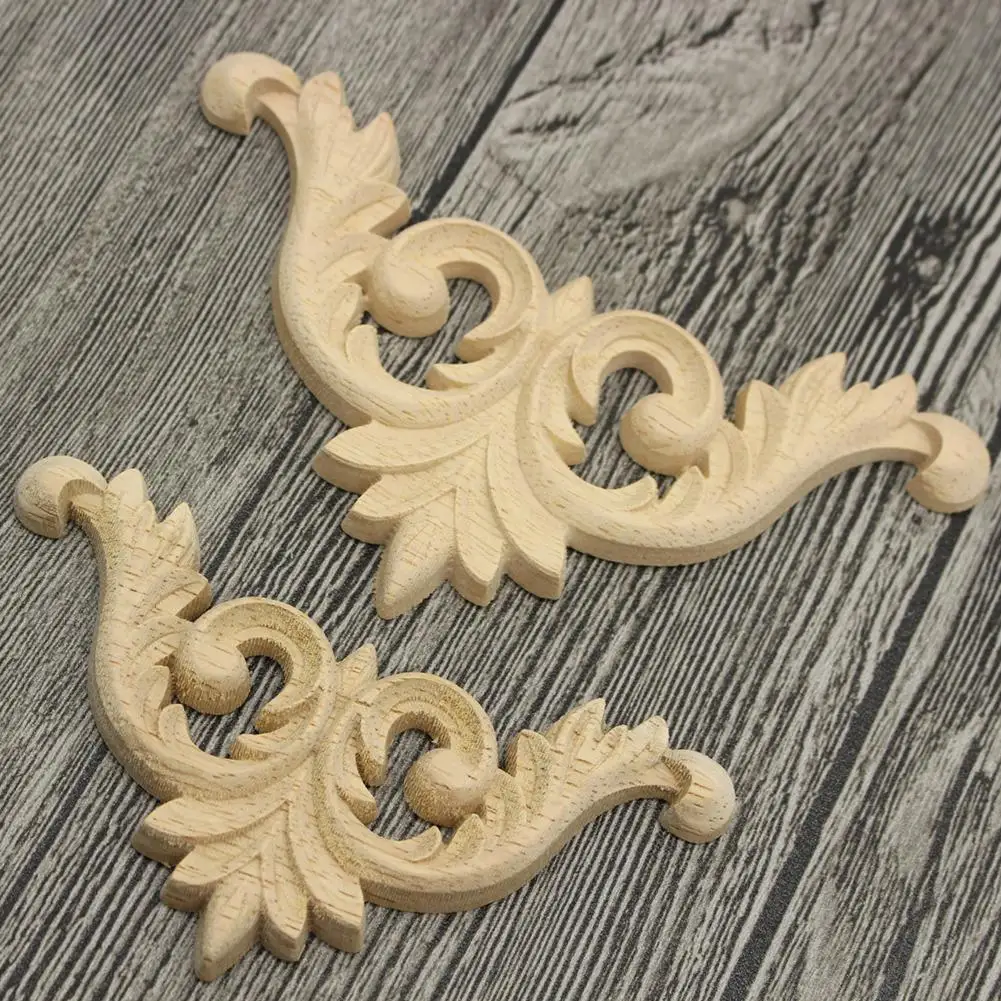 Натуральные Цветочные двери кровать Резьба по дереву аппликация фигурки