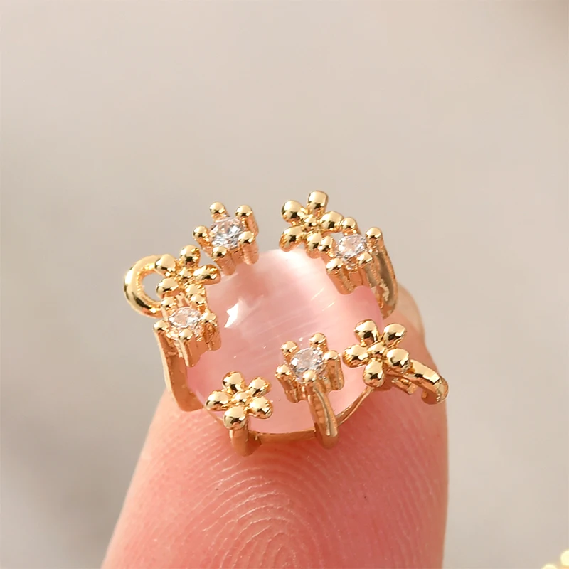 2 шт циркон цветок кошачий глаз круглый пояс висячая Серебряная игла кулон diy