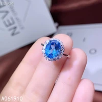 kjjeaxcmy boutique jewelry 925 sterling silver inlaid natural blue topaz ring female support detection popular