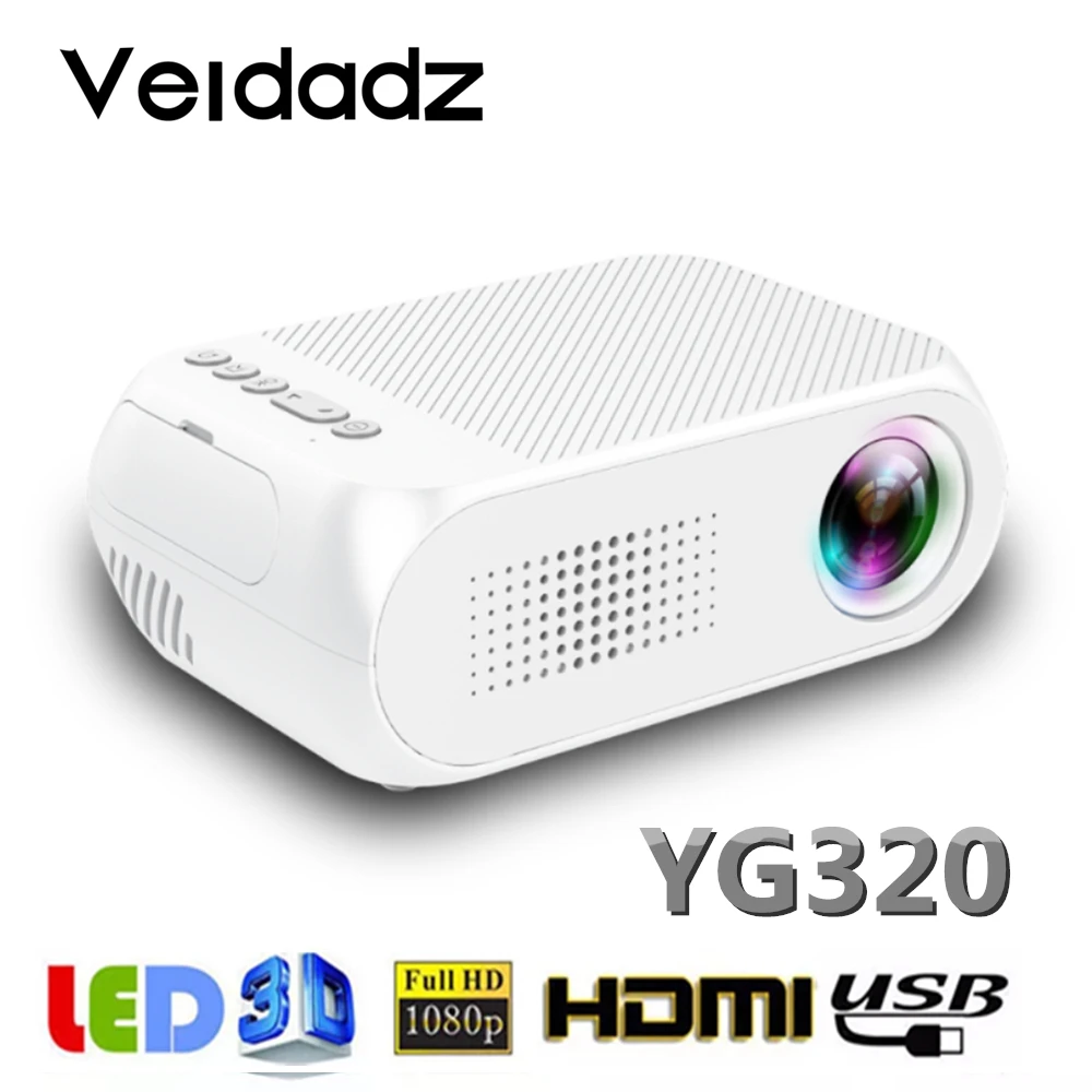 Портативный мини проектор VEIDADZ YG320 со светодиодсветодиодный подсветкой 1080P HD