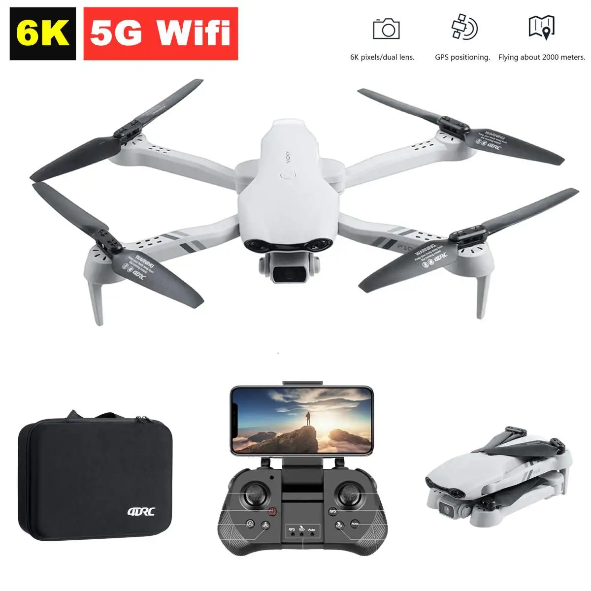 

F10 Mini Drone 6K HD Dual Camera WIFI 5G Hight Hold One Key Return Foldable Arm Quadcopter RC Dron Toy Profesional New