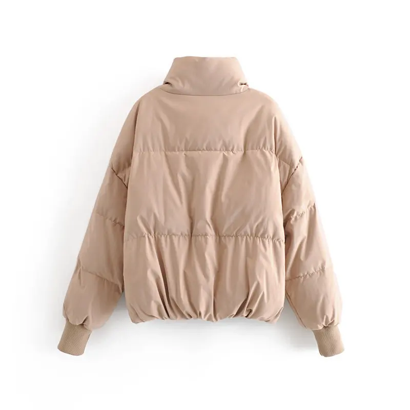Winter Women Coat Solid Stand Collar Warm Down Jacket Preppy Style Thick Zipper Pockets Oversize Ladies Chic Parkas Coats Female