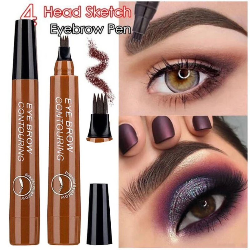 New Four Tips Eyebrow Pen Waterproof Smudge-proof Tip Liquid Tattoo Pen.w | Красота и здоровье