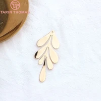 6pcs 27x62mm 24k gold color plated brass long leaf leaves for diy jewelry making findings accessories