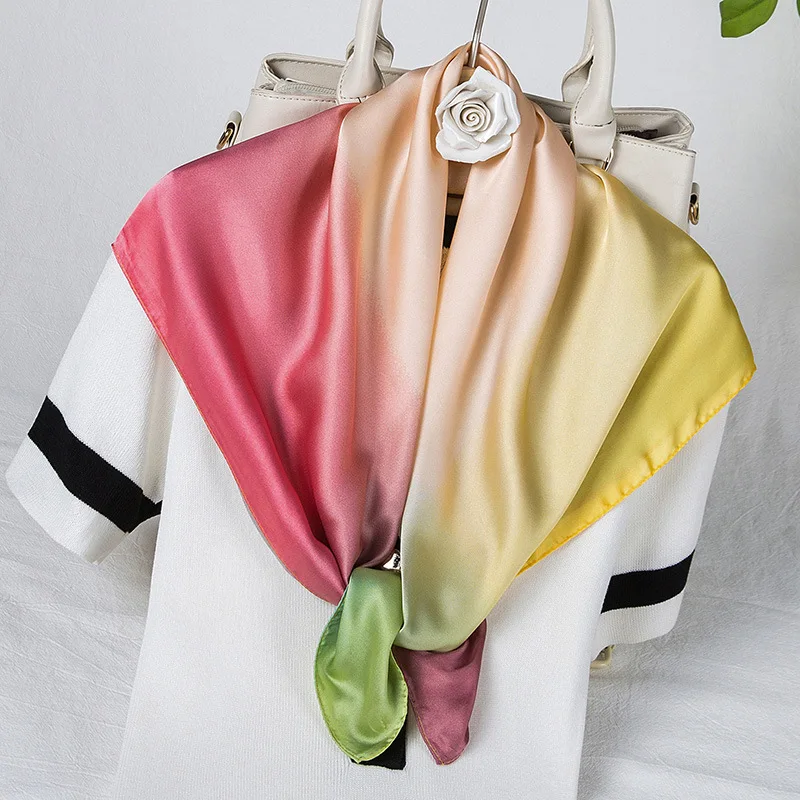 Шелковый квадратный шарф для лица женский дизайнерский ручной платок