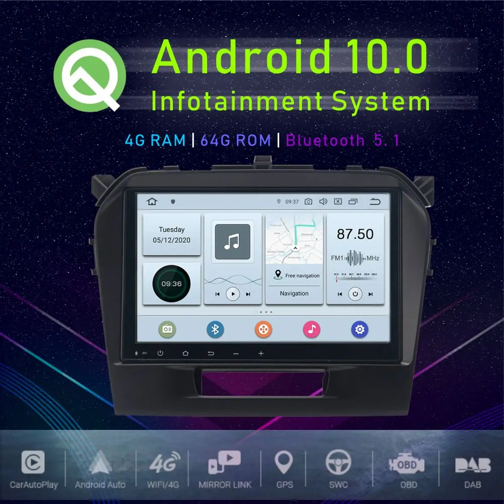 

JSTMAX 9 "Android 10,0 автомобильный GPS-плеер для Suzuki Vitara 2016 2017 мультимедийный радиоплеер