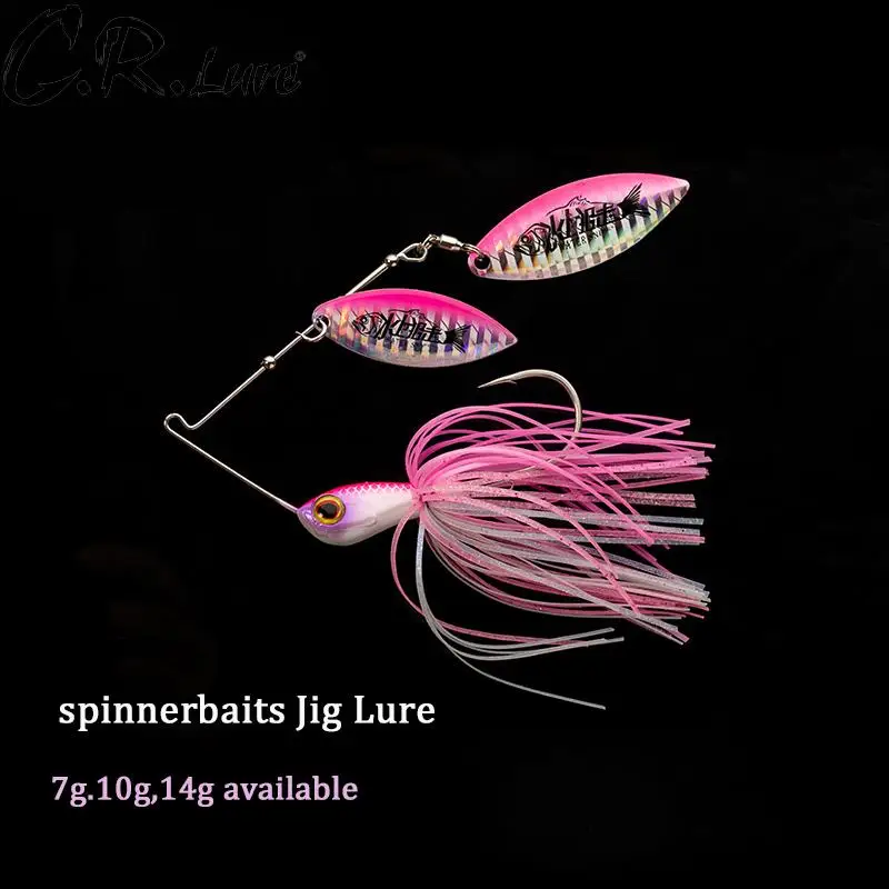 

Fishing Spinnerbait Lures 7g/10g/14g Double Willow Blade Spinner Baits for Bass Pike Tiger Muskie Metal Jig Lure