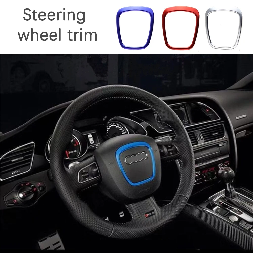Car Styling steering wheel center logo Covers Stickers Trim for Audi A4 B6 B7 B8 A6 C6 A5 Q7 Q5 A3 8P S3 8v Interior Accessories |