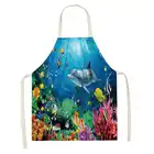 Фартук рыбный морской жизни для взрослых и детей, аксессуары для домашней выпечки, кухонный фартук, кухонные принадлежности, фартуки