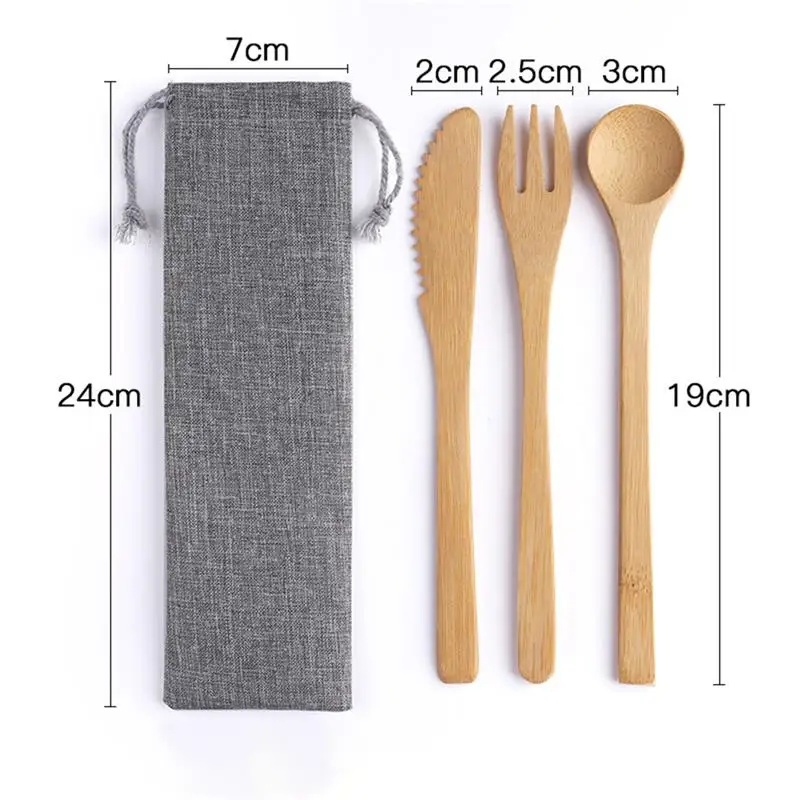 

Eco-Friendly Bamboo Cutlery Set Of Utensils With Reusable Bamboo Spoon, Fork, Knife, And Reusable Straw Cleaner For Travel