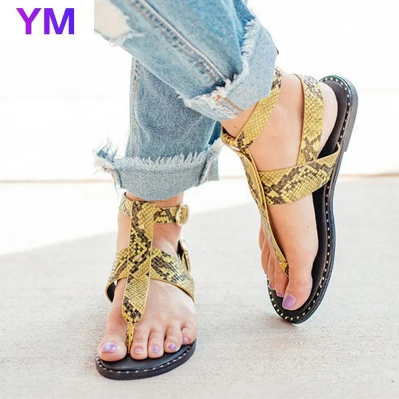 

Outdoor Summer Beach Flat Sandals Women Pu Fashion Comfortable Lazy Sexy Leopard Ladie Buckle Strap Zapatos De Mujer Plataforma