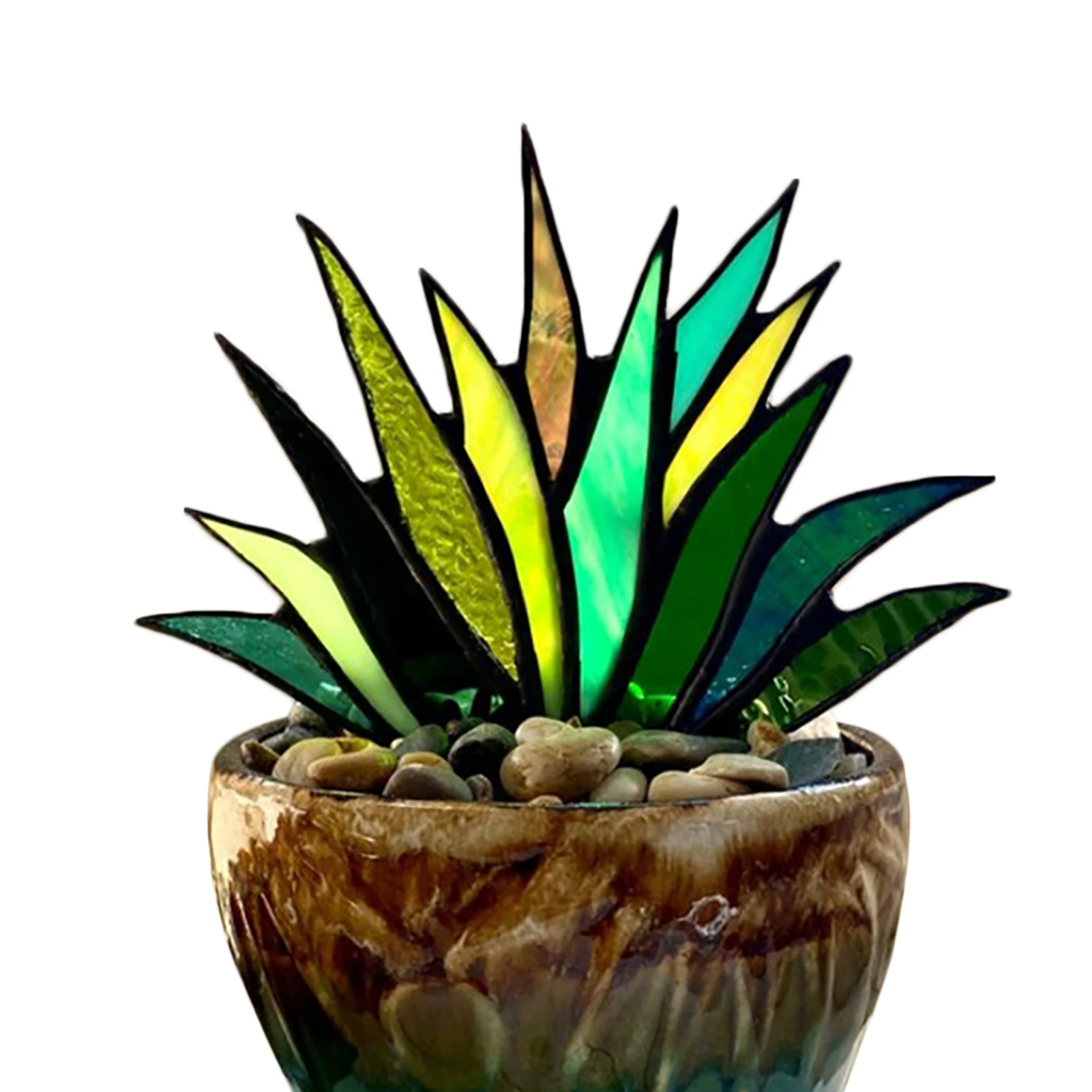 

Suncatcher Stained Agave Plante Flower Pot Ornament Home Decoration Handmade Craft 11/7 inch Yard & Garden Decor TB